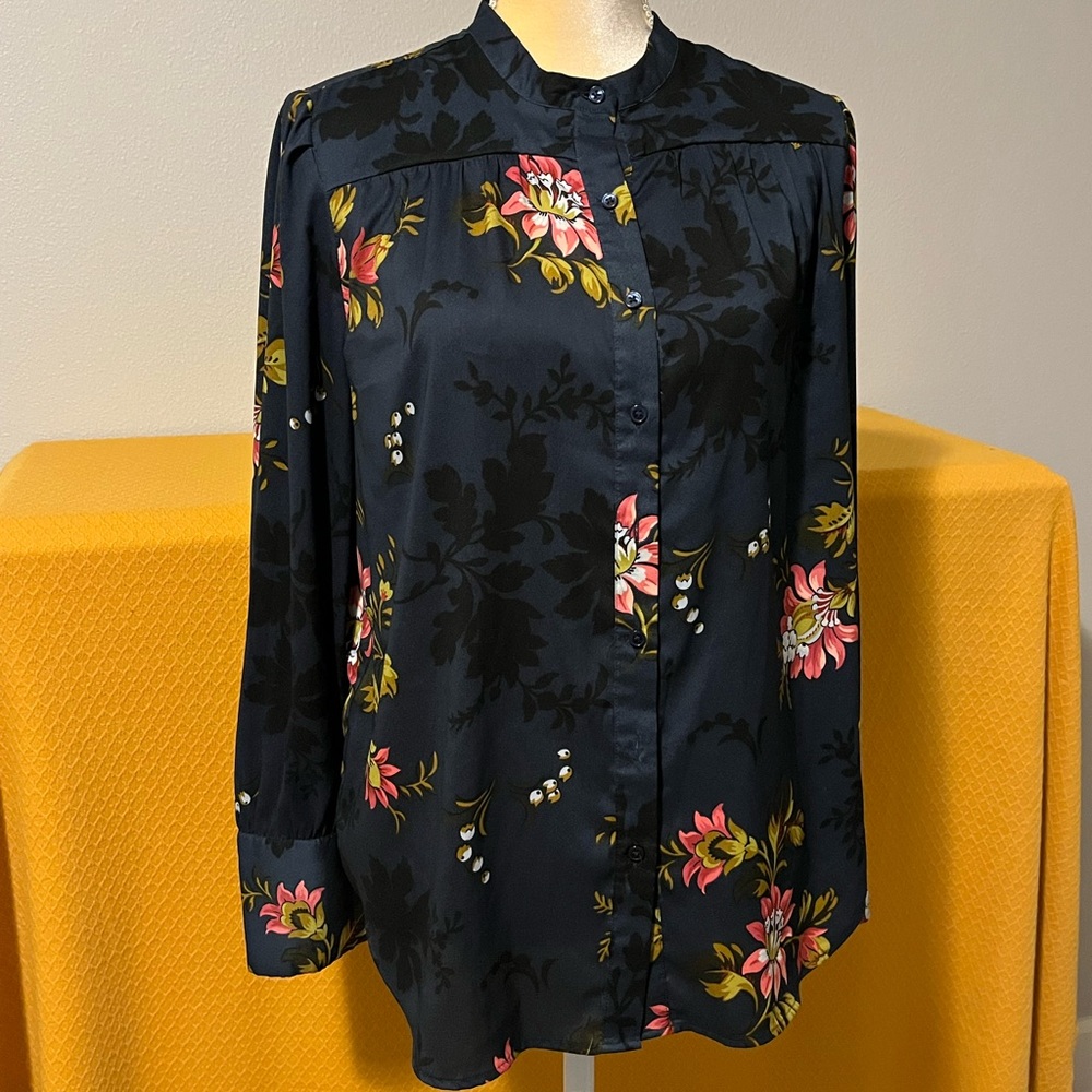 Blue floral blouse